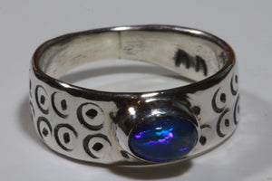 Custom Blue Opal Ring (size O1/2 or 7 3/4)