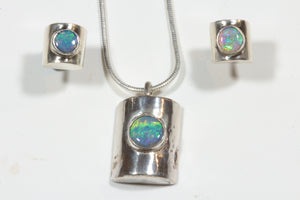Green Opal Pendant and Earrings