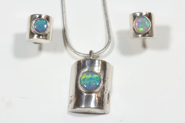 Green Opal Pendant and Earrings